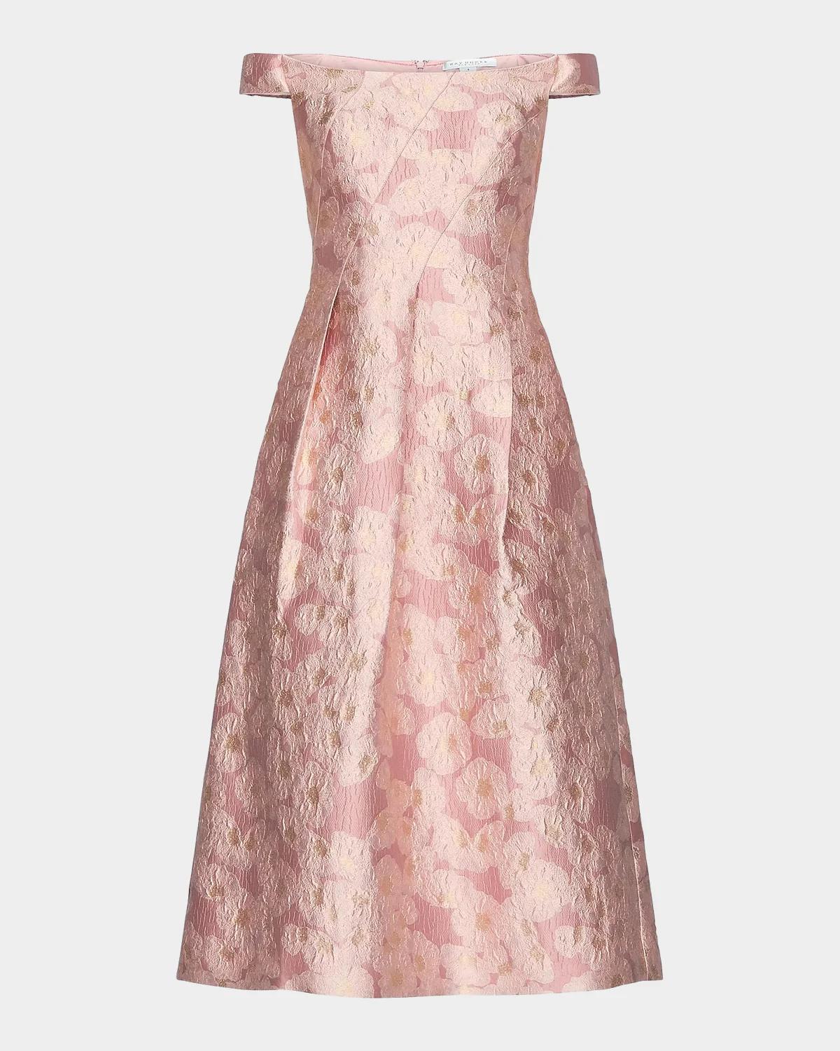 Alina Floral Jacquard Tea-Length Cocktail Dress