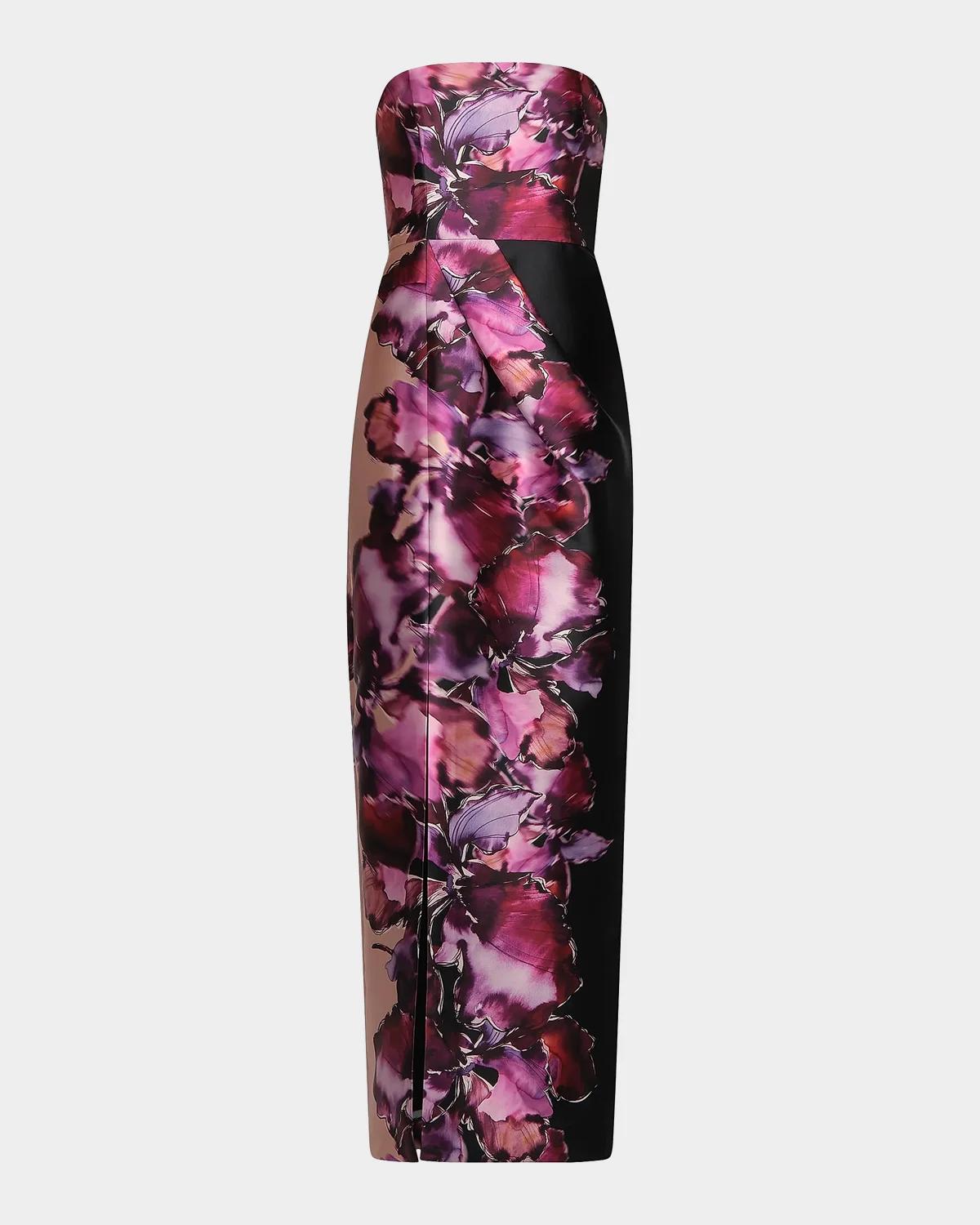 Alana Floral Mikado Column Gown