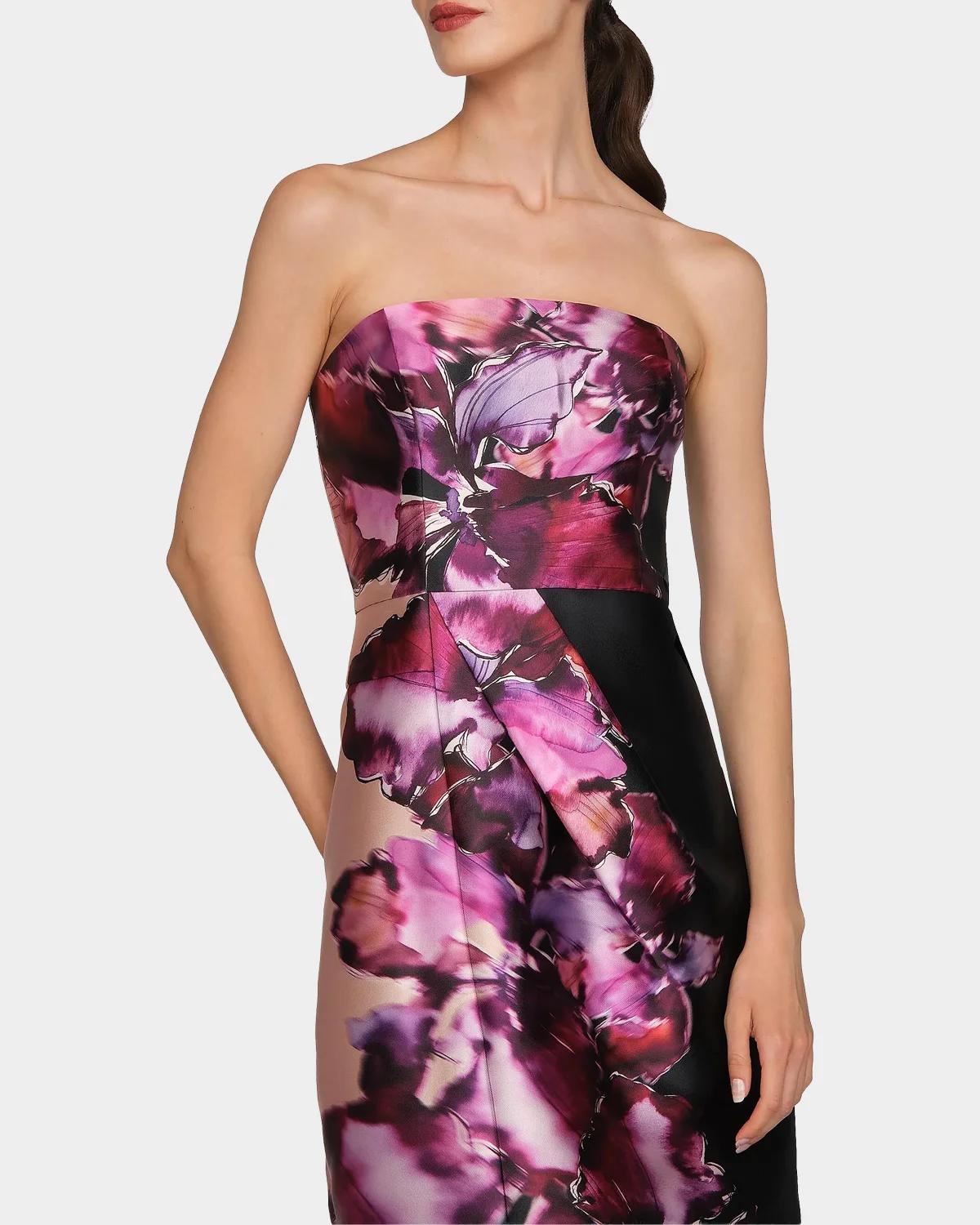Alana Floral Mikado Column Gown - thumbnail 5