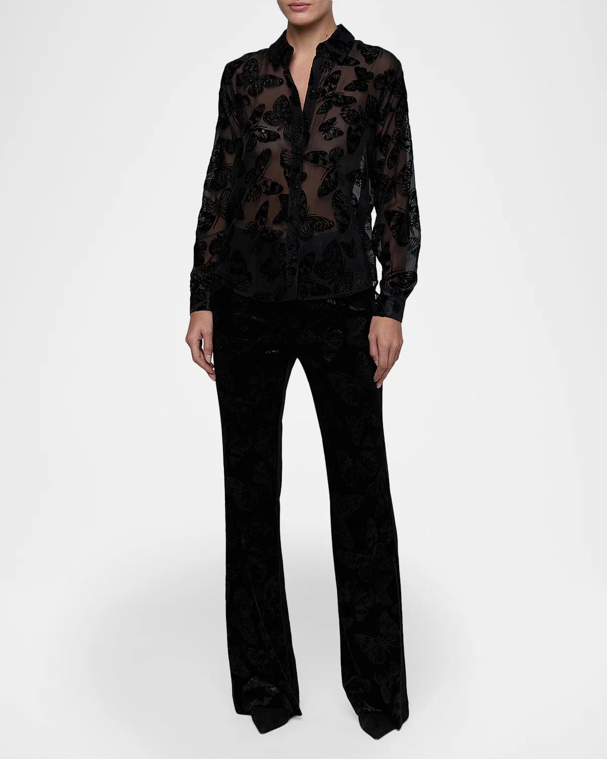 Laurent Burnout Velvet Blouse - thumbnail 2