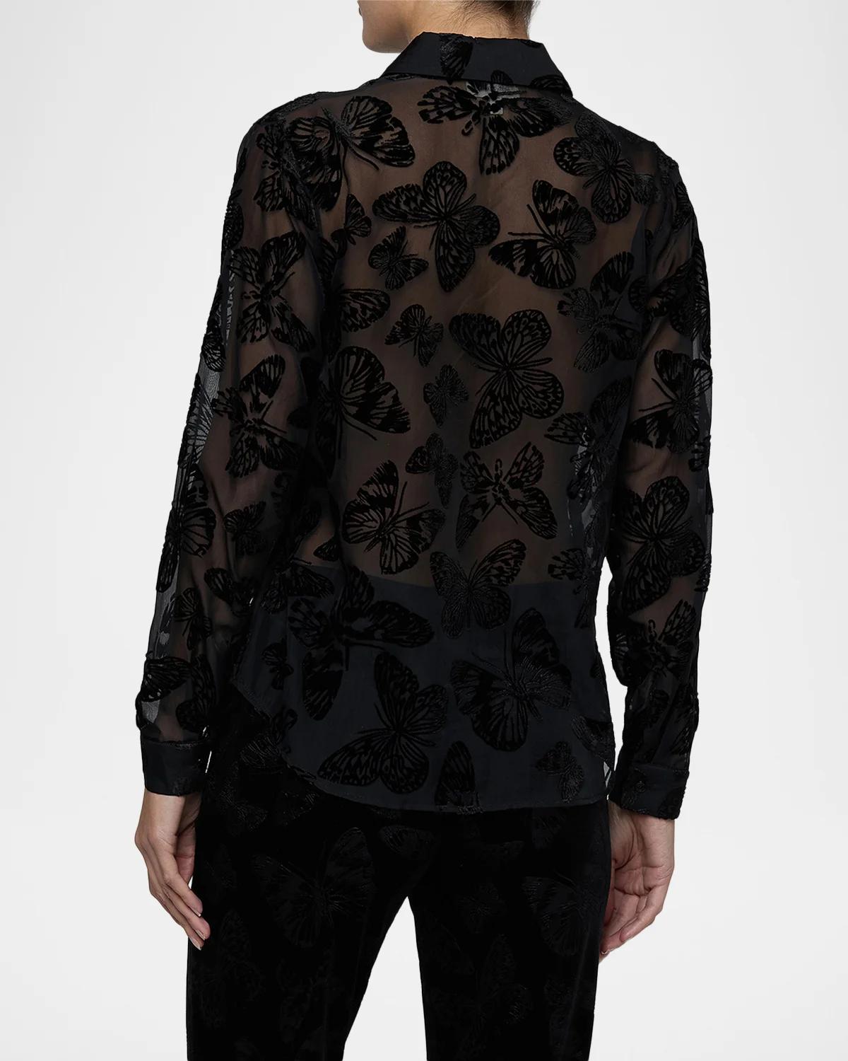 Laurent Burnout Velvet Blouse - thumbnail 3
