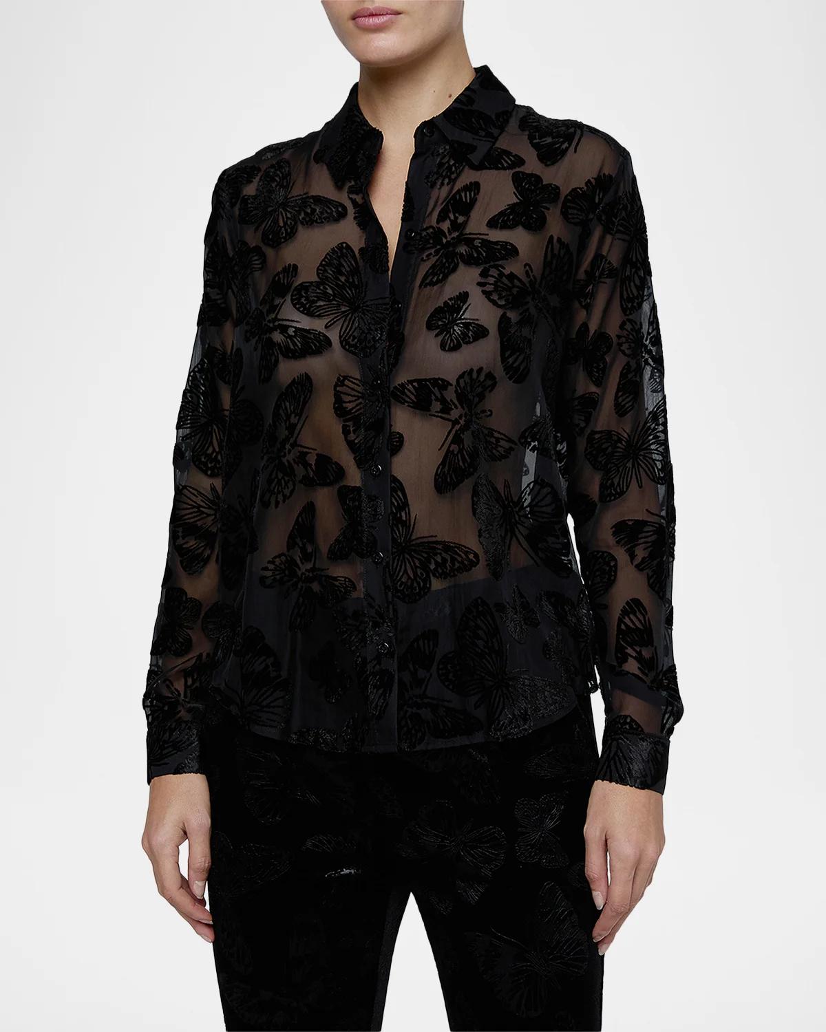 Laurent Burnout Velvet Blouse - thumbnail 4
