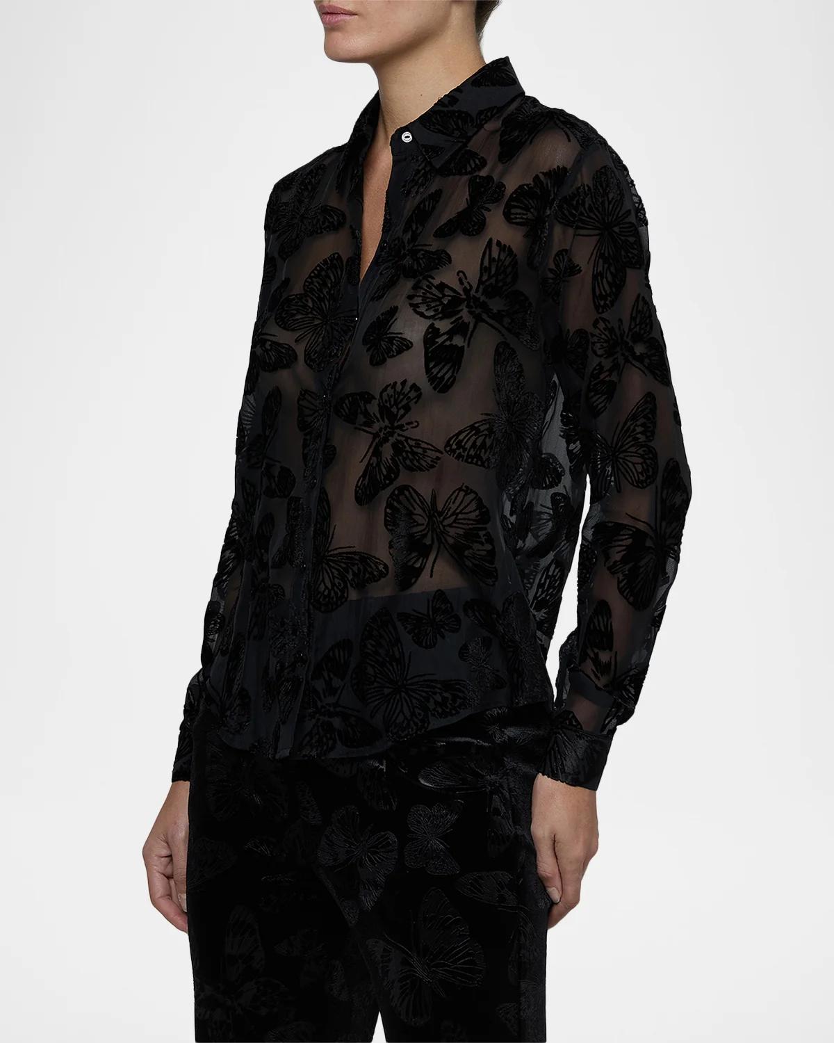 Laurent Burnout Velvet Blouse - thumbnail 5