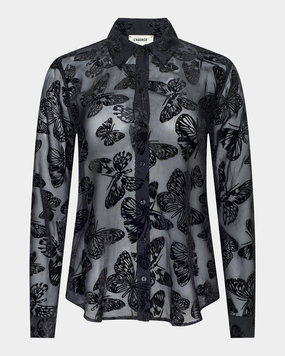 Laurent Burnout Velvet Blouse