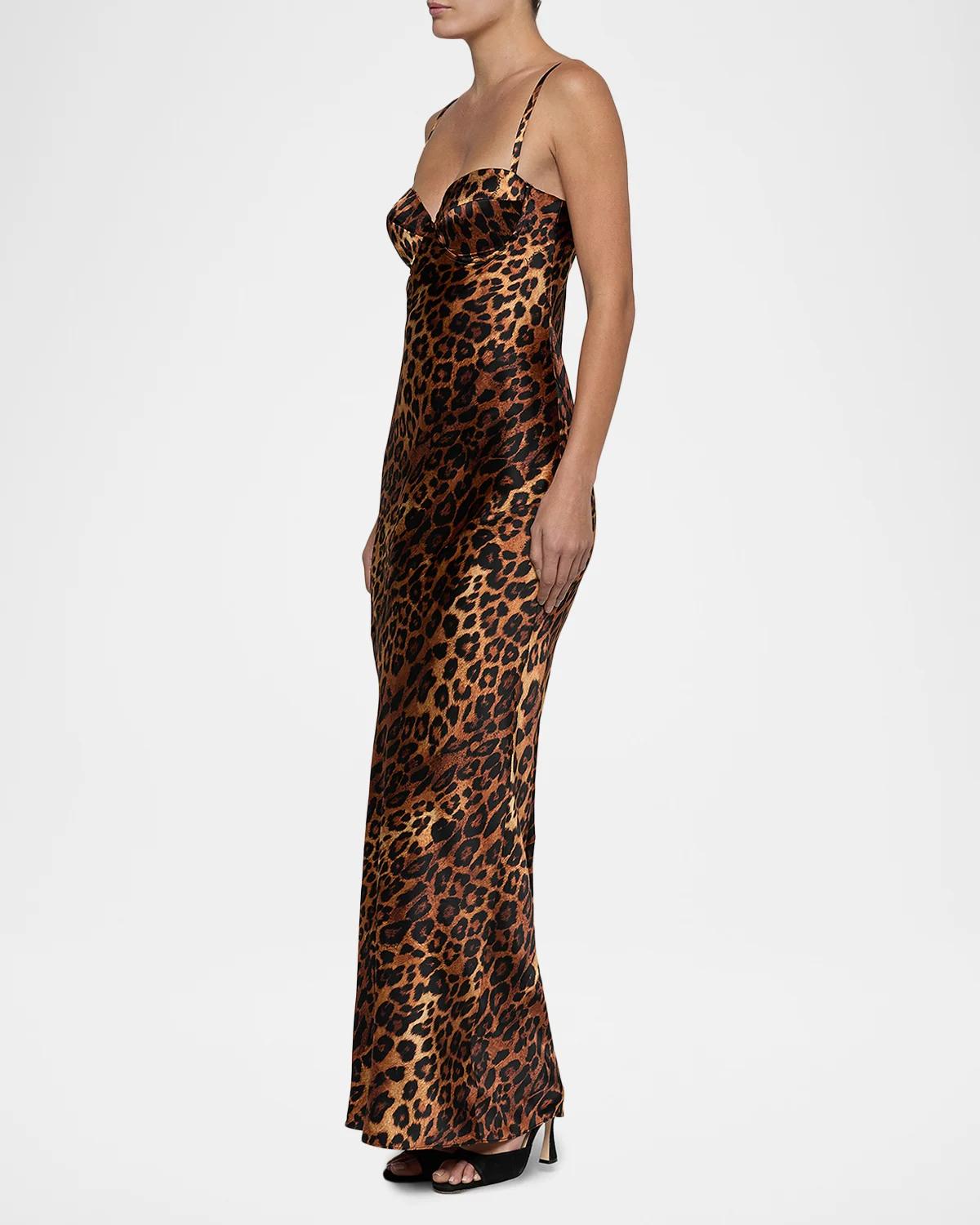 Sayla Leopard Silk Charmeuse Gown - thumbnail 4