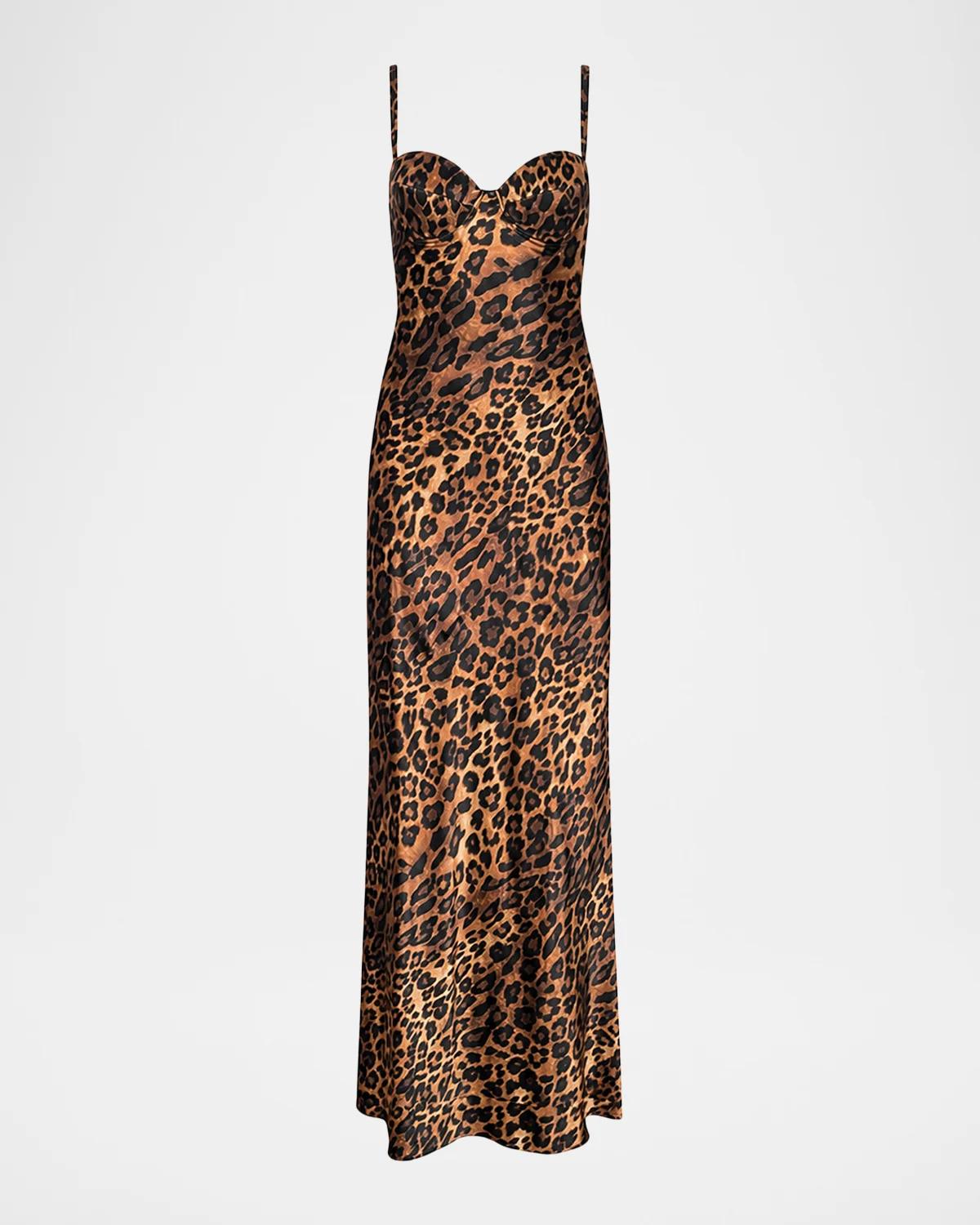 Sayla Leopard Silk Charmeuse Gown