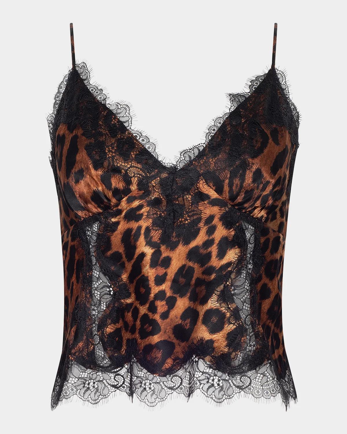 Kimber Leopard Silk Lace Cami