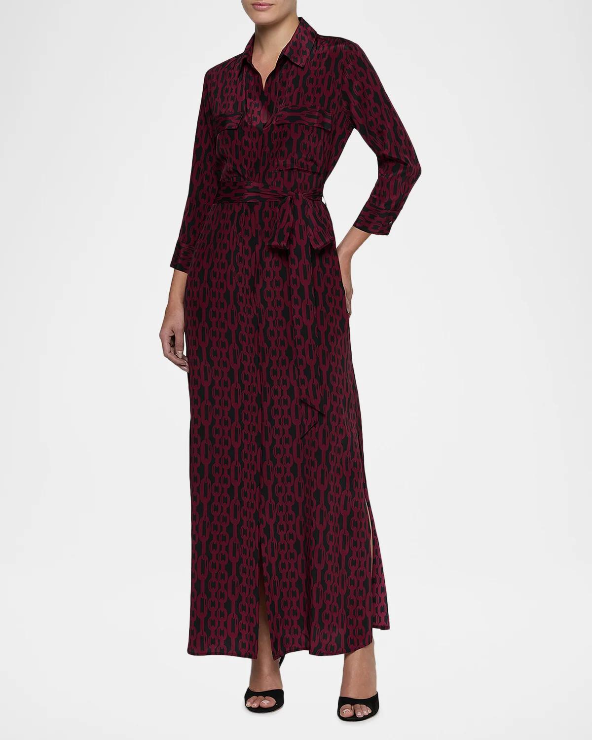 Cameron Printed Silk Maxi Shirtdress - thumbnail 2