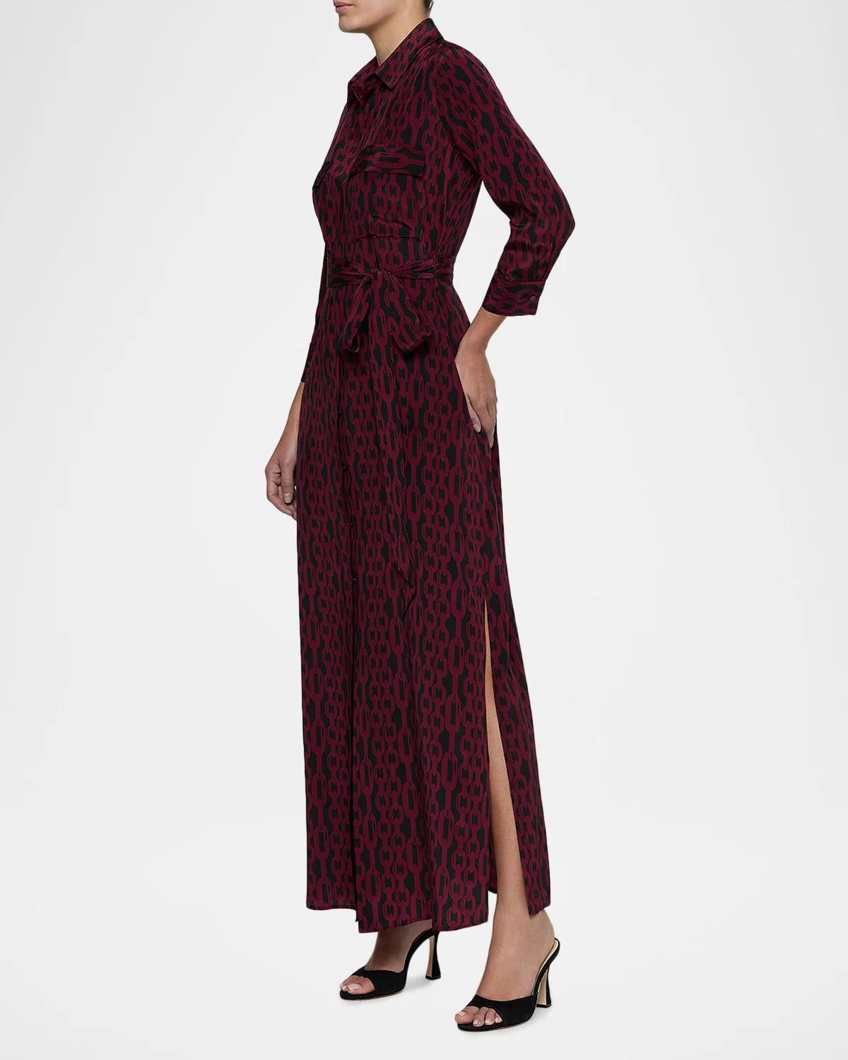 Cameron Printed Silk Maxi Shirtdress - thumbnail 4
