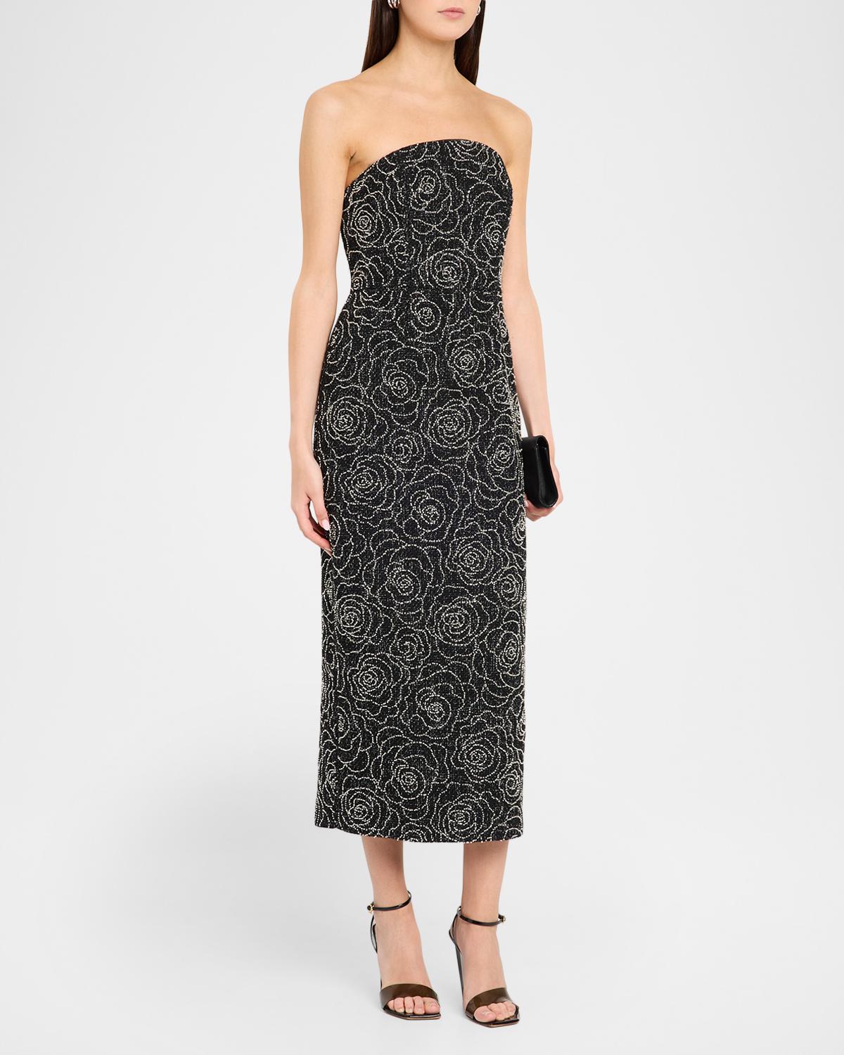 Kait Floral Beaded Column Midi Dress - thumbnail 4