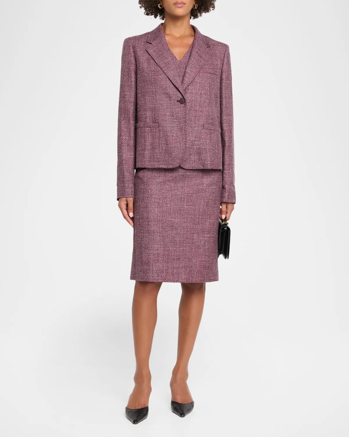 Cropped Wool Mouline Boyfriend Blazer - thumbnail 2