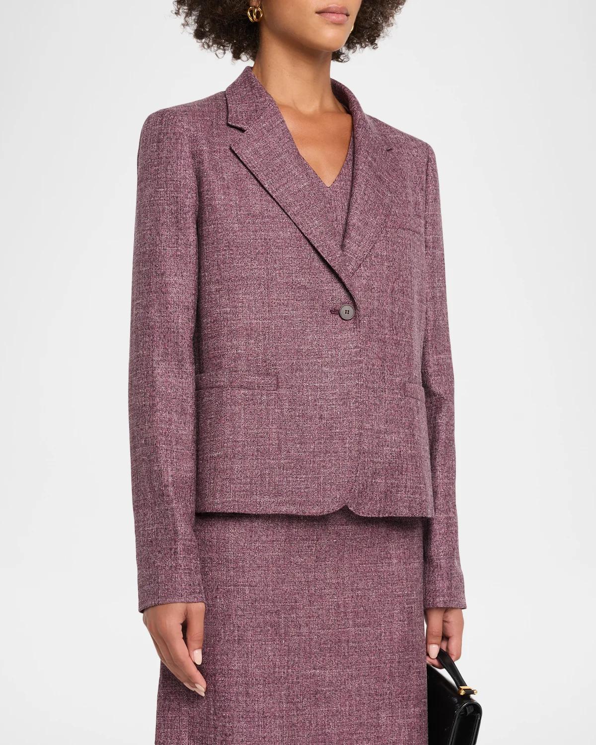 Cropped Wool Mouline Boyfriend Blazer - thumbnail 4