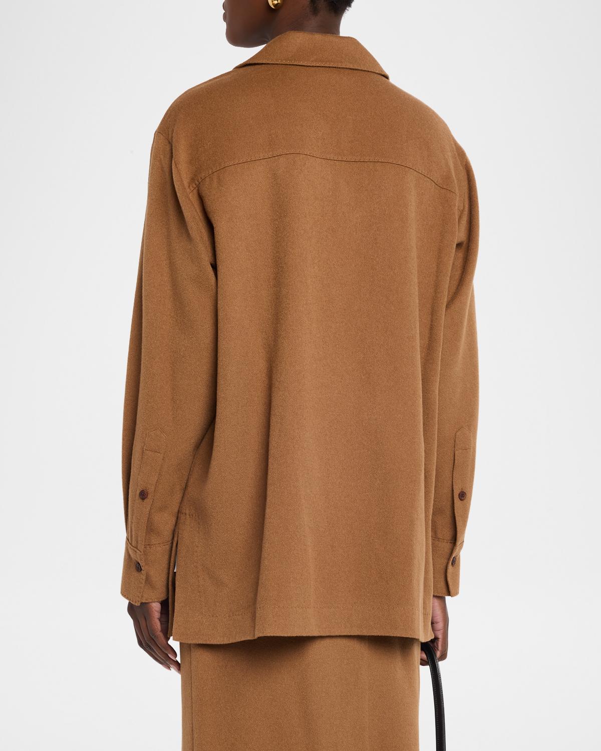 Spread-Collar Camel Hair Blouse - thumbnail 3