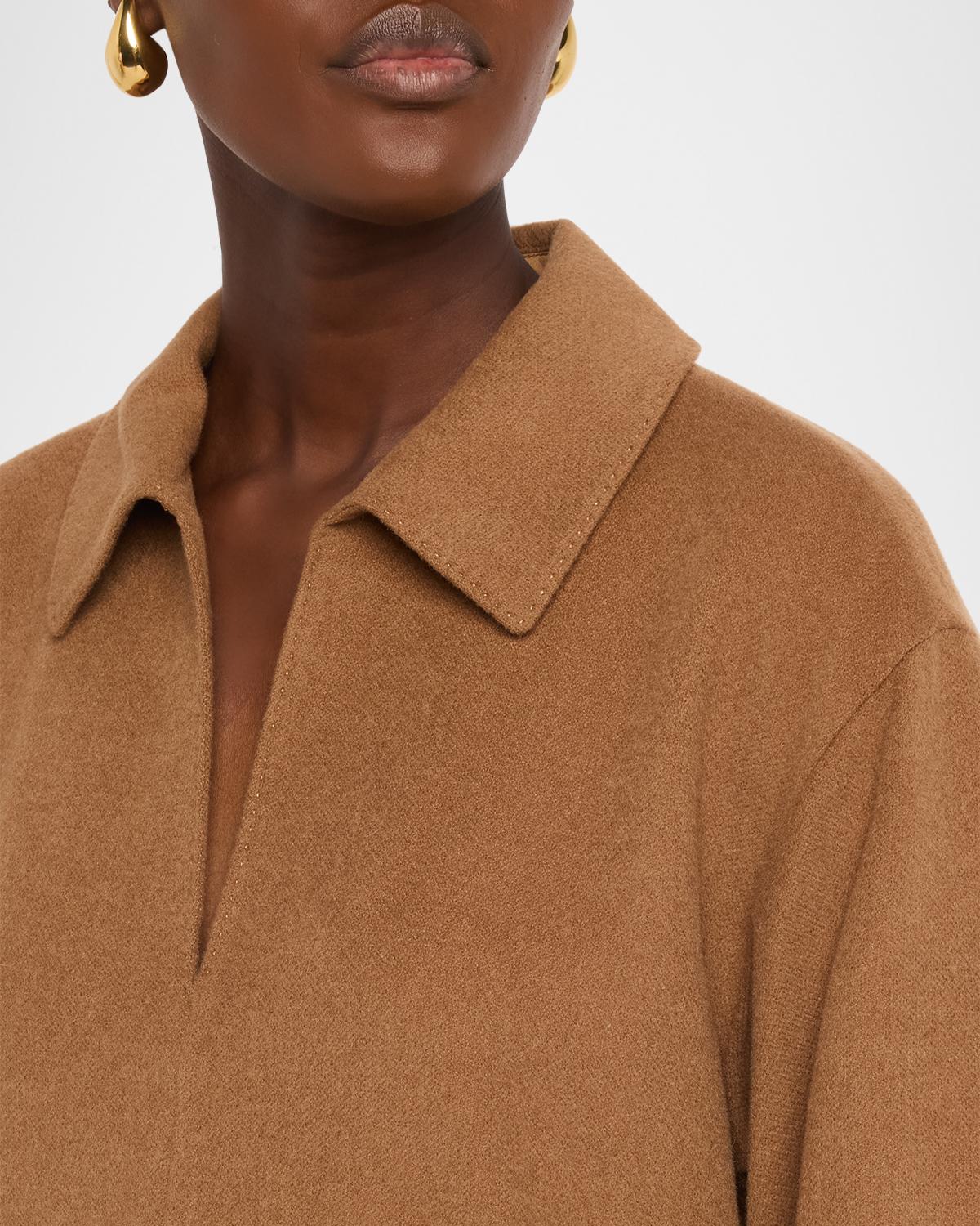 Spread-Collar Camel Hair Blouse - thumbnail 5
