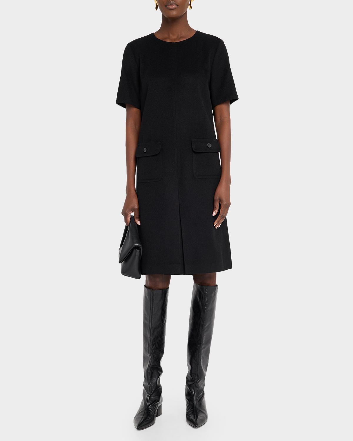 Pleated Camel Hair Shift Dress - thumbnail 2