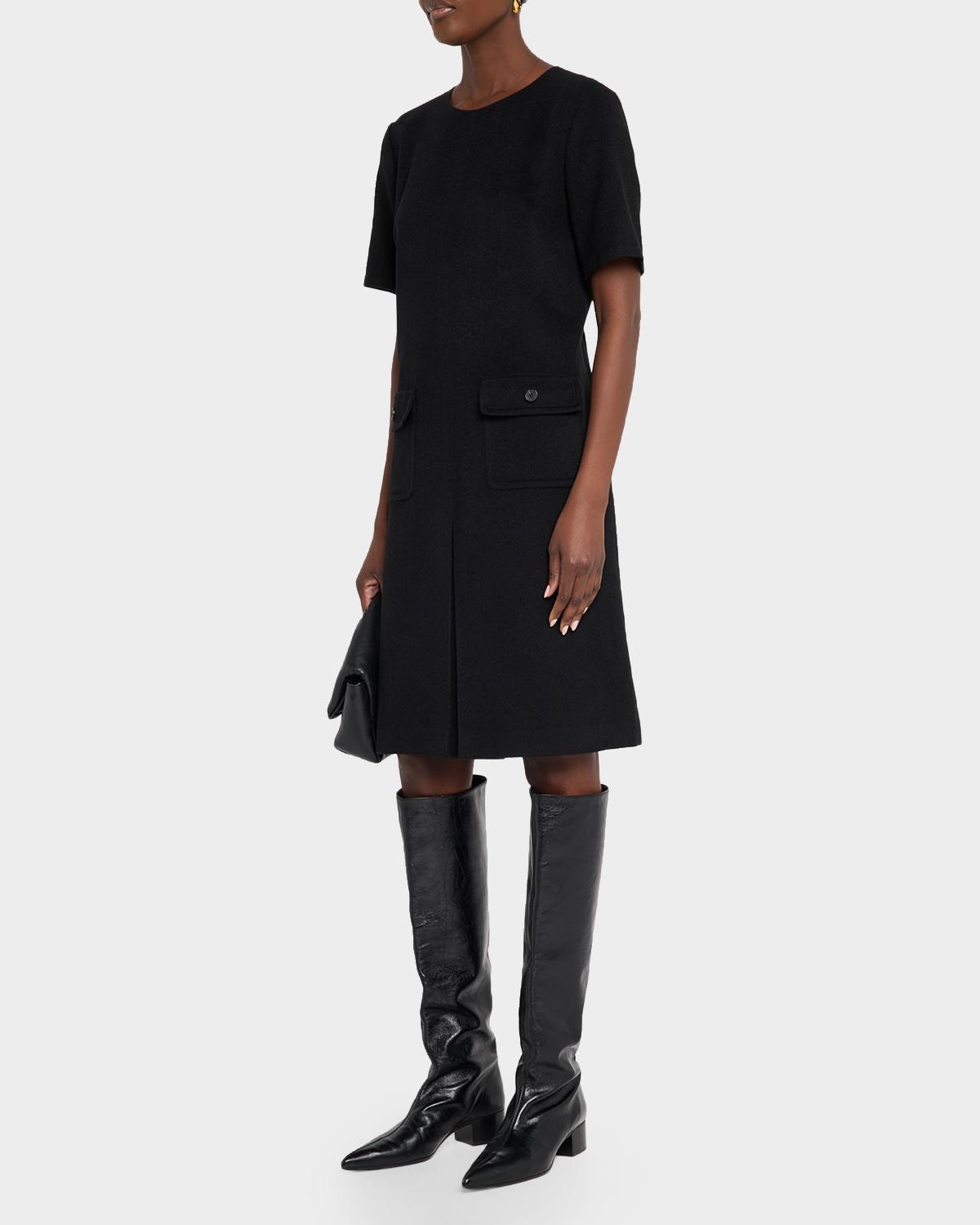 Pleated Camel Hair Shift Dress - thumbnail 4