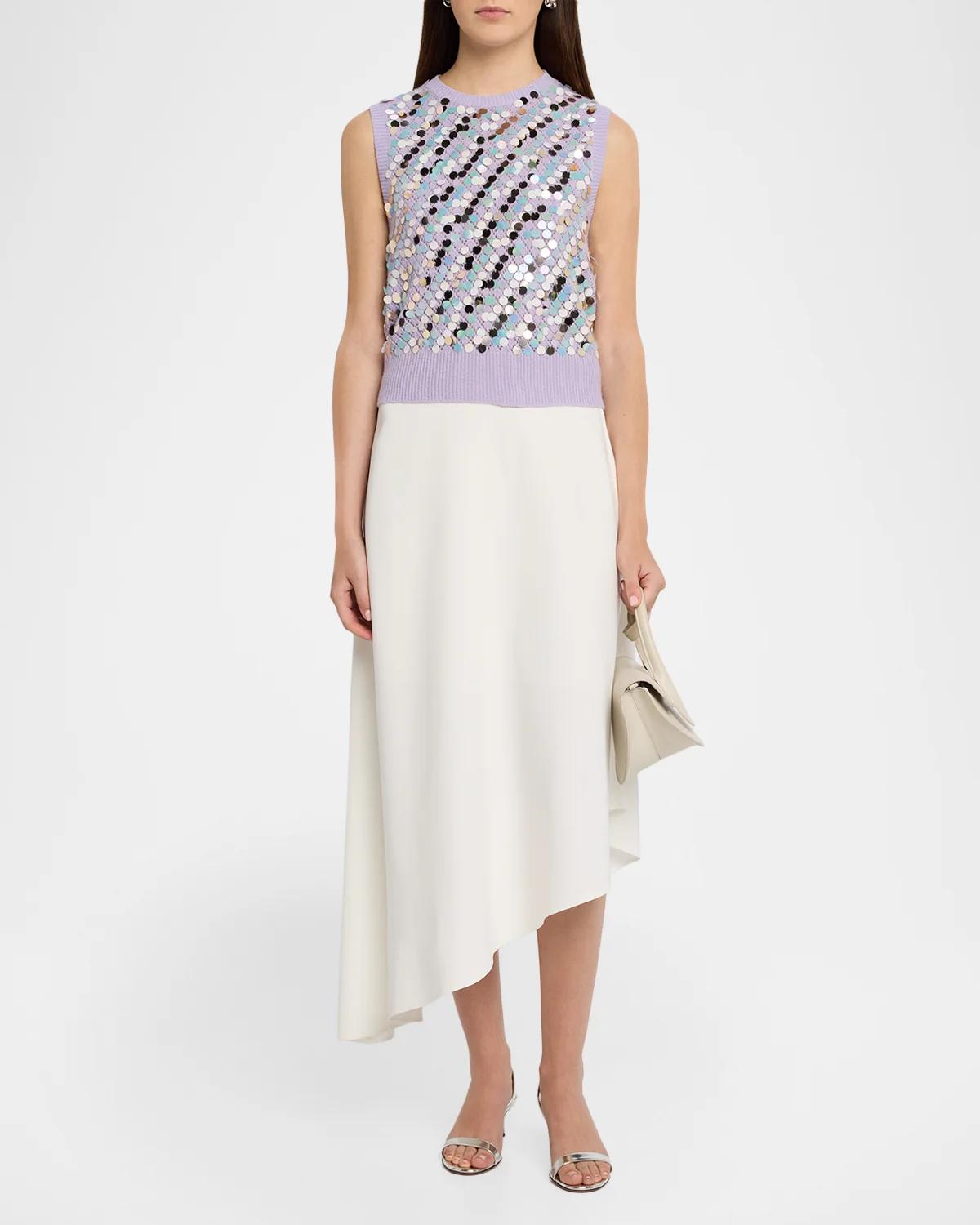 Oliver Sequined Wool-Cashmere Pointelle Sleeveless Sweater - thumbnail 2