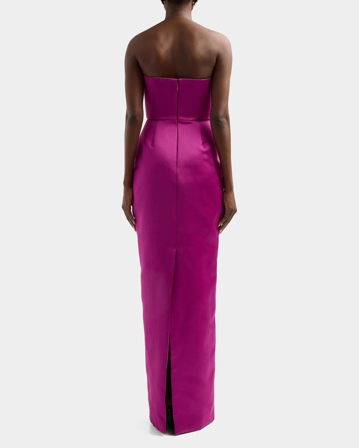 Floral Satin Strapless Column Gown - thumbnail 3