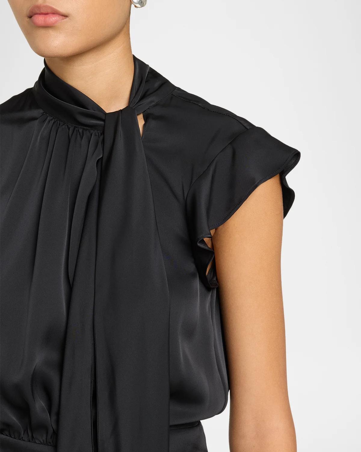 Irene Satin Tieneck Draped Jumpsuit - thumbnail 5