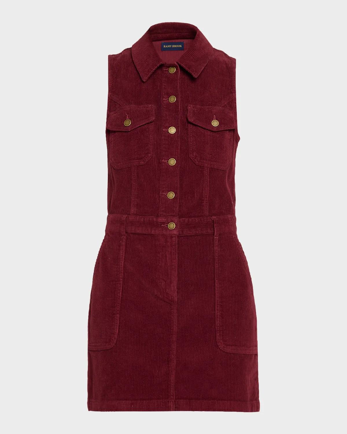 Peyton Stretch-Cotton Corduroy Mini Shirtdress