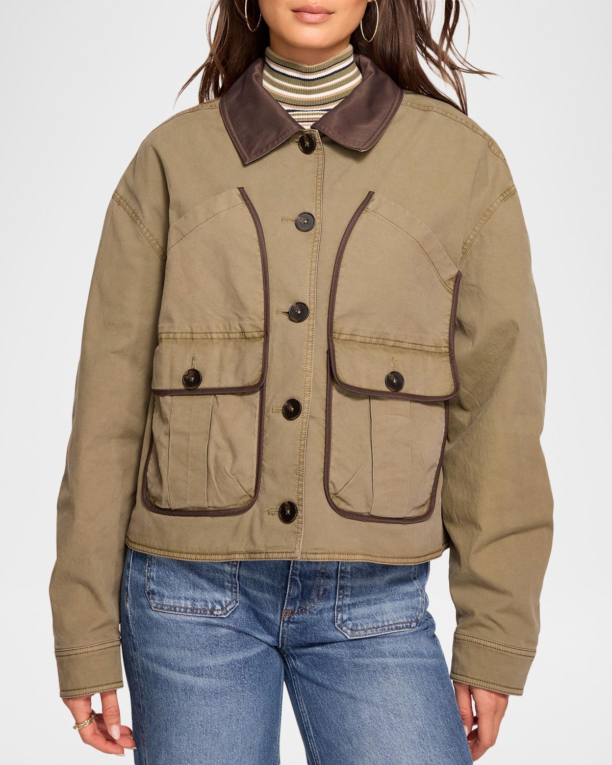 Izzy Contrast-Trim Cotton Utility Jacket - thumbnail 3