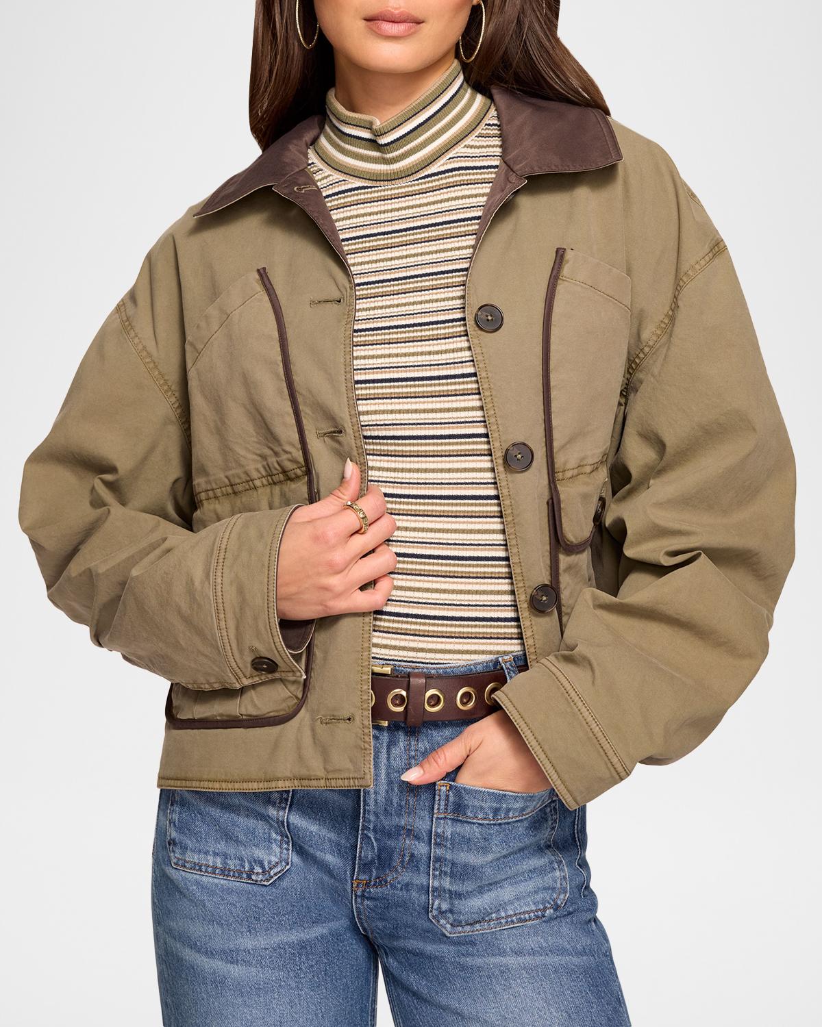 Izzy Contrast-Trim Cotton Utility Jacket - thumbnail 4
