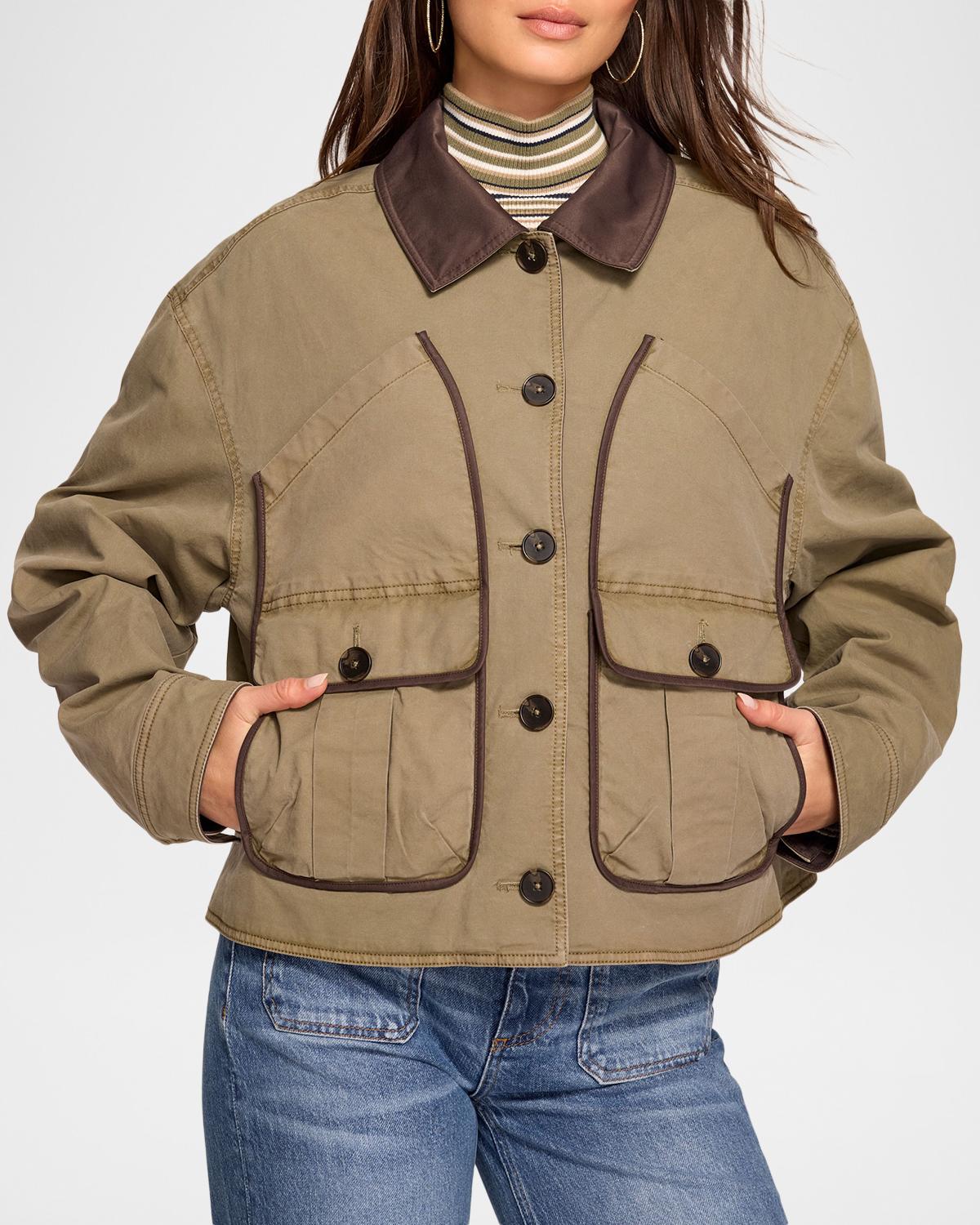 Izzy Contrast-Trim Cotton Utility Jacket - thumbnail 5