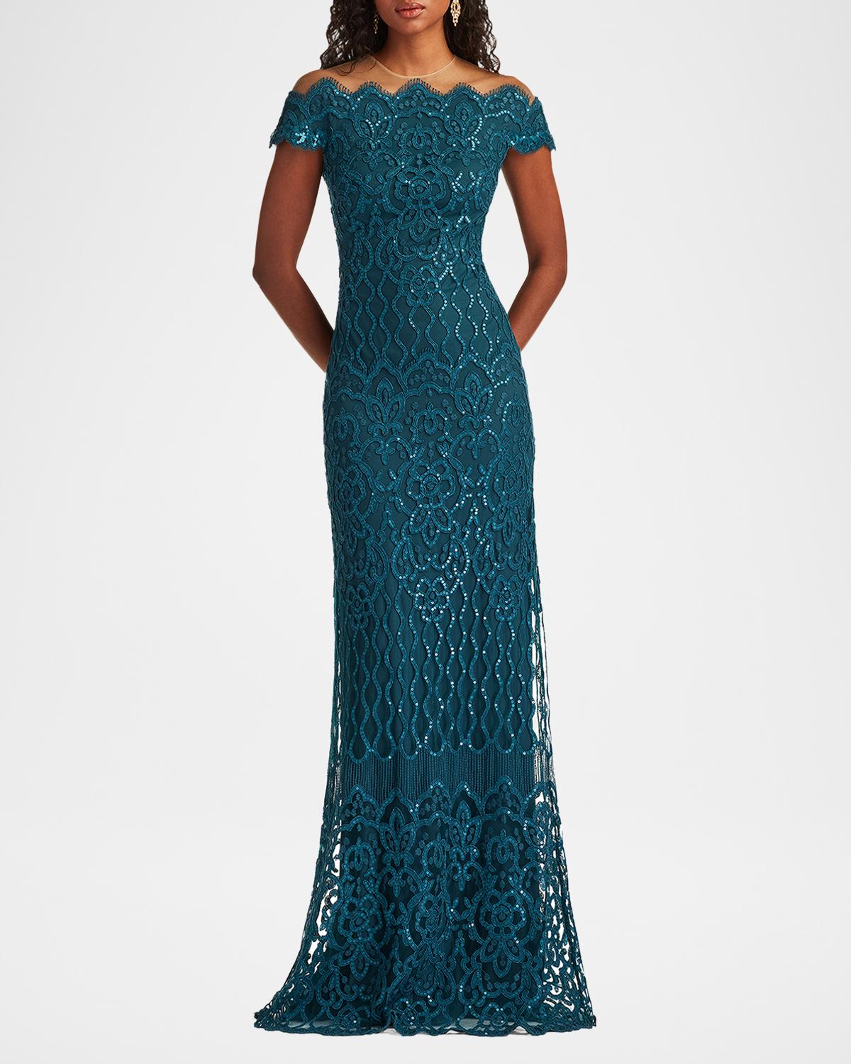Illusion Sequin Column Gown - thumbnail 2