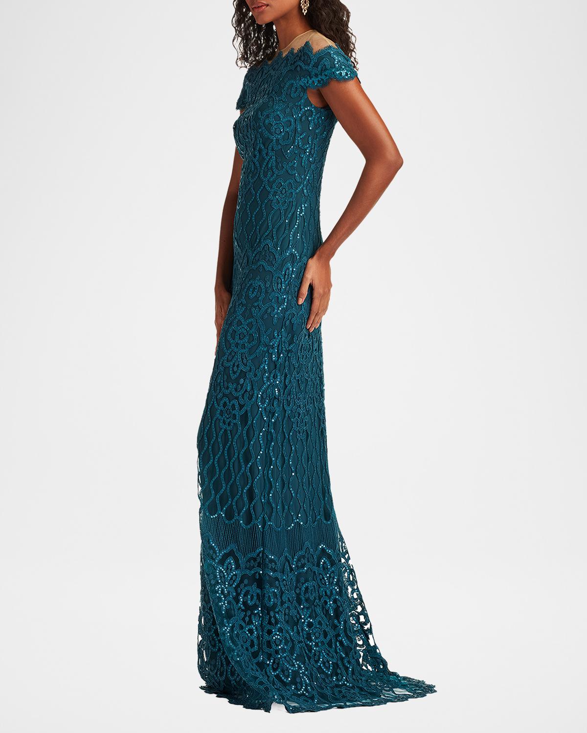 Illusion Sequin Column Gown - thumbnail 4