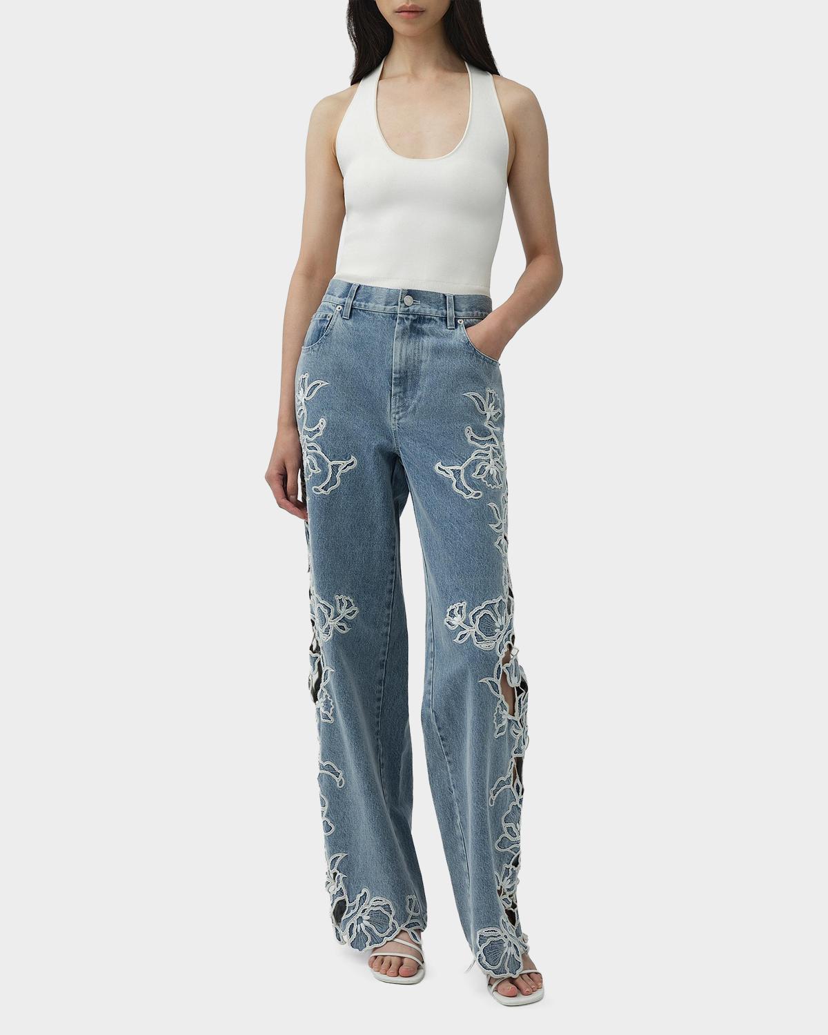 Porter Embroidered Wide-Leg Jeans - thumbnail 2