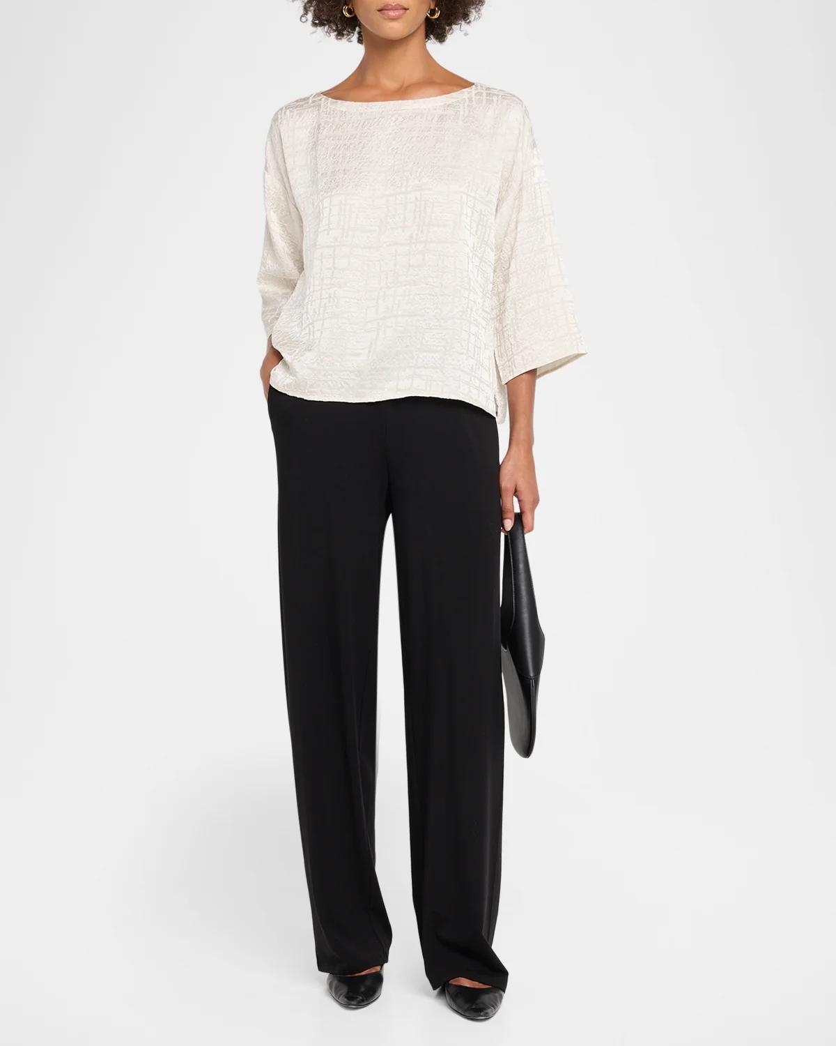 Bateau-Neck Boxy Silk Top - thumbnail 2