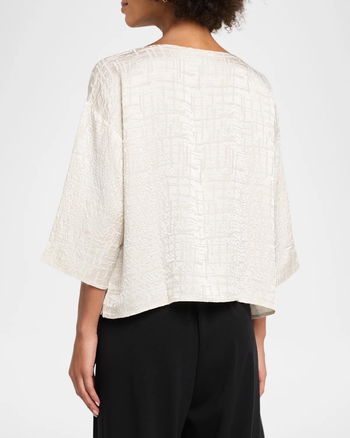 Bateau-Neck Boxy Silk Top - thumbnail 3