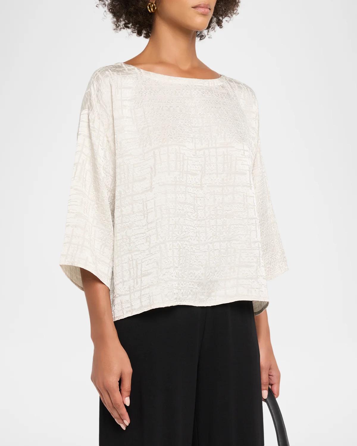 Bateau-Neck Boxy Silk Top - thumbnail 4