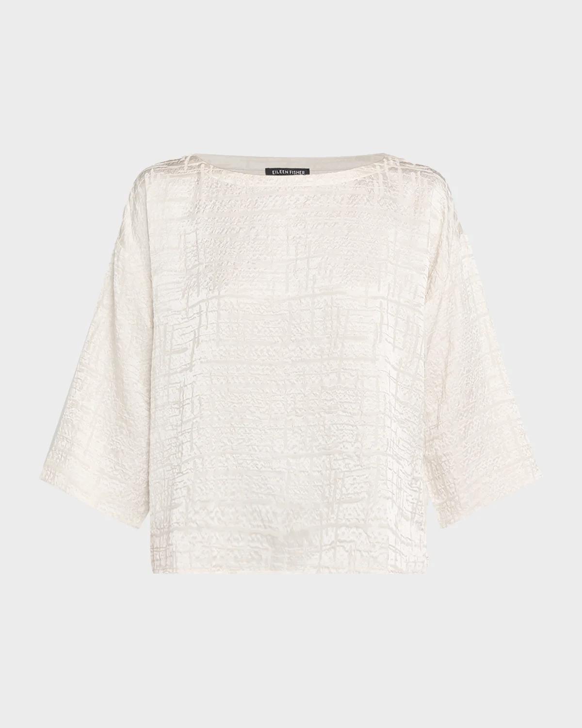 Bateau-Neck Boxy Silk Top