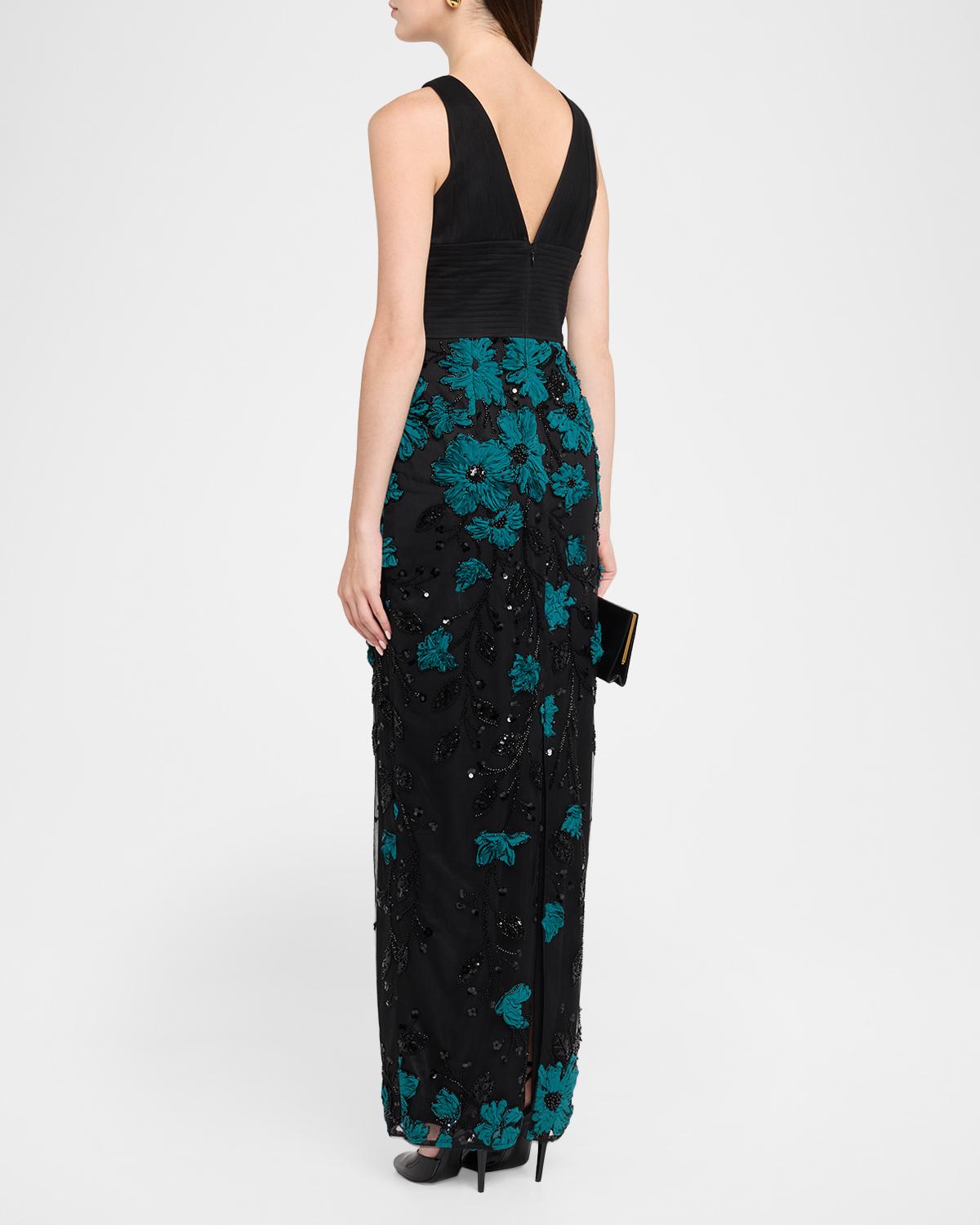 Beaded Floral-Embroidered Column Gown - thumbnail 3