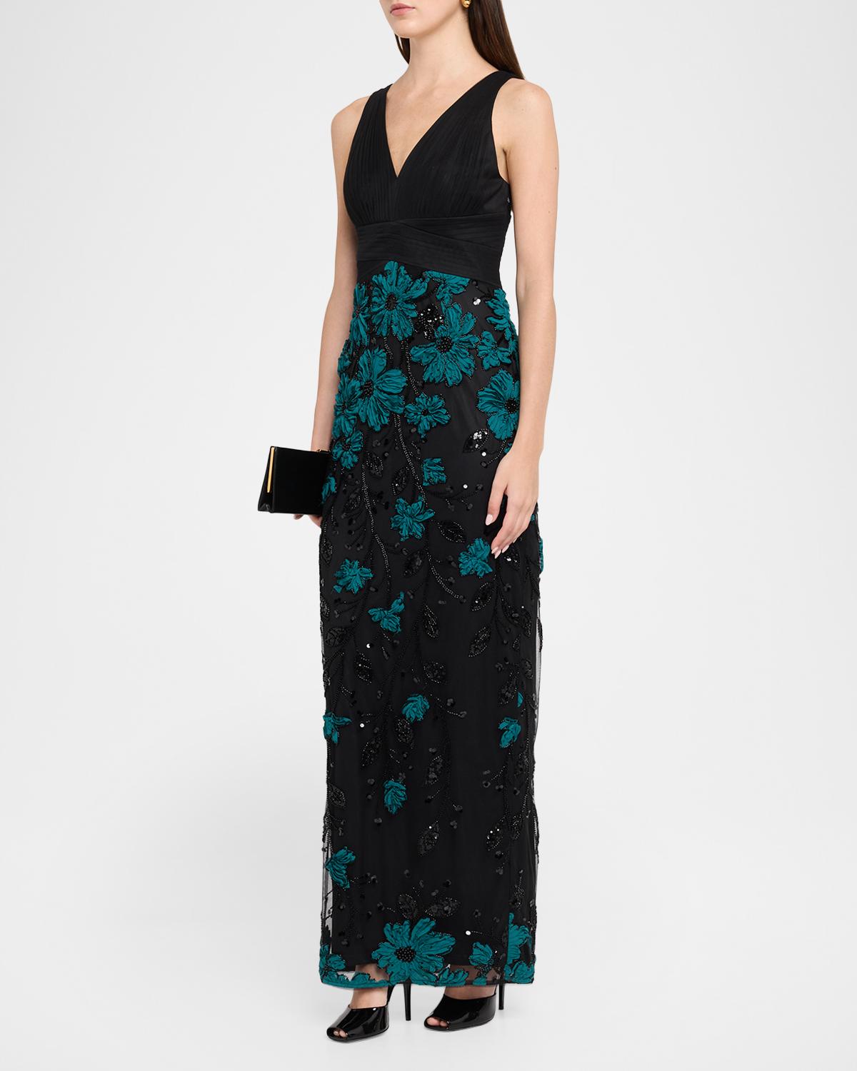 Beaded Floral-Embroidered Column Gown - thumbnail 4