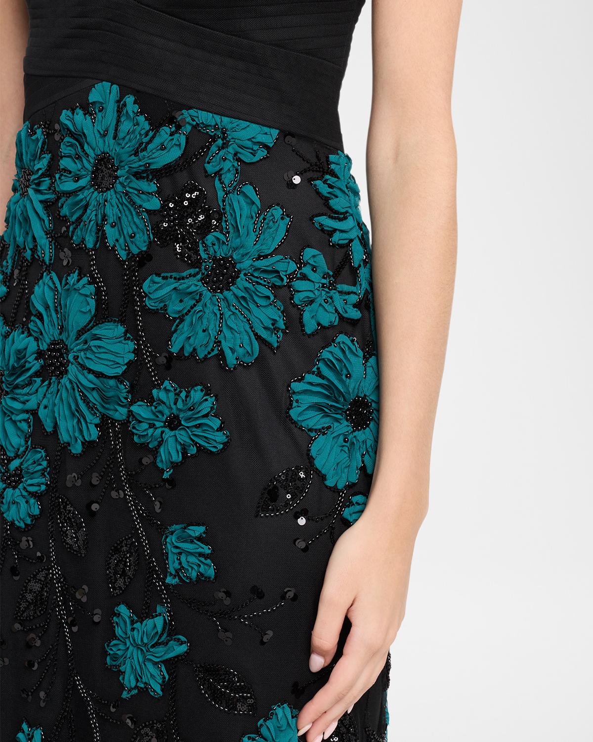 Beaded Floral-Embroidered Column Gown - thumbnail 5