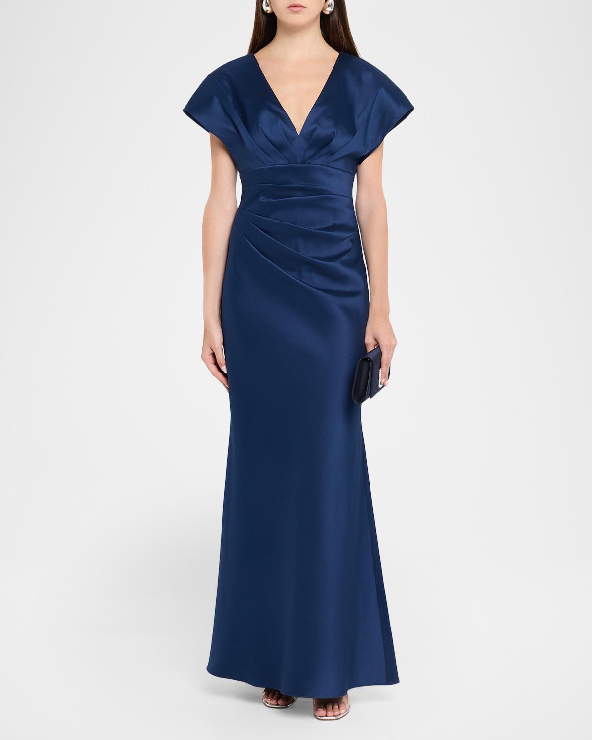 Pleated Stretch Mikado Mermaid Gown - thumbnail 2