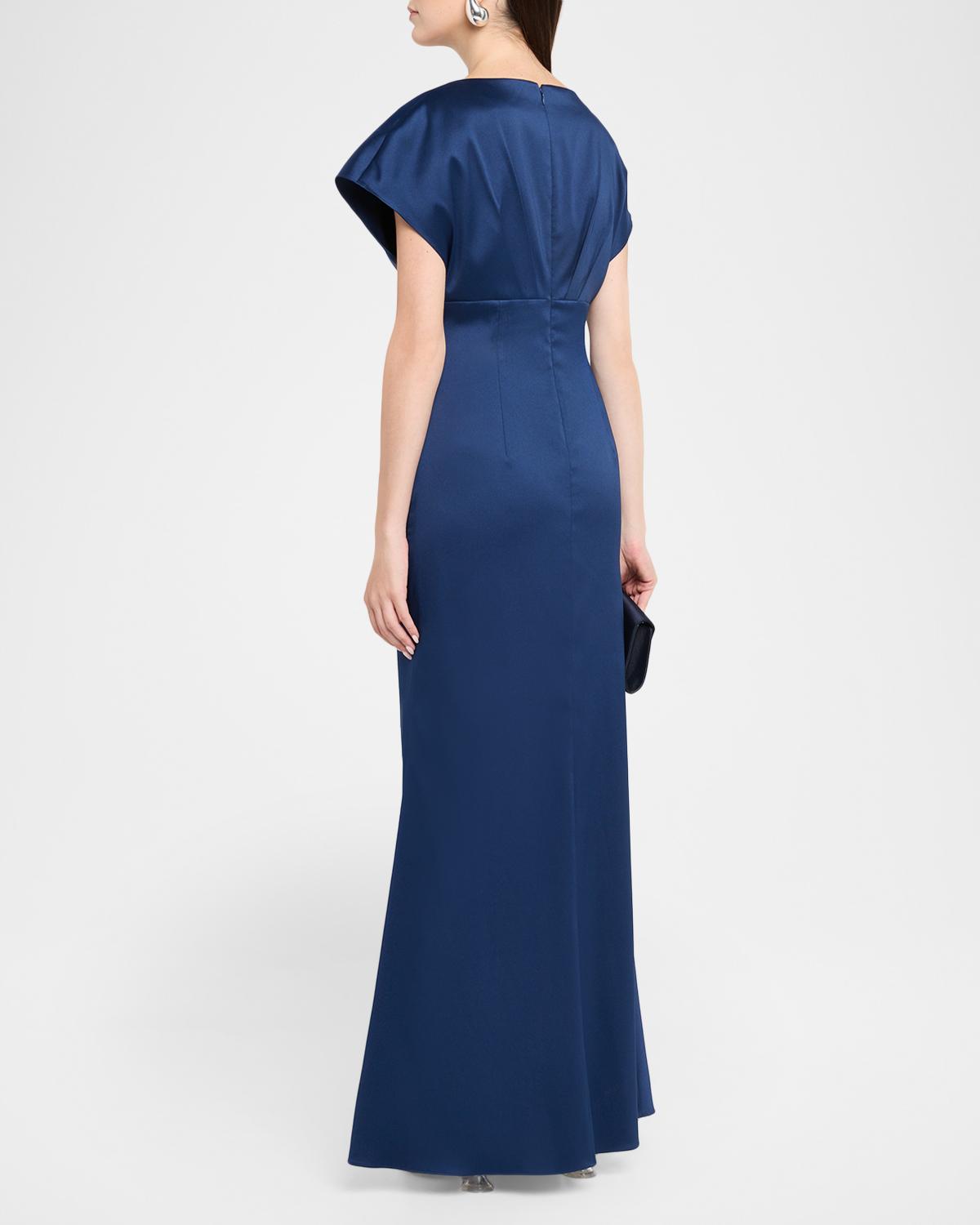 Pleated Stretch Mikado Mermaid Gown - thumbnail 3