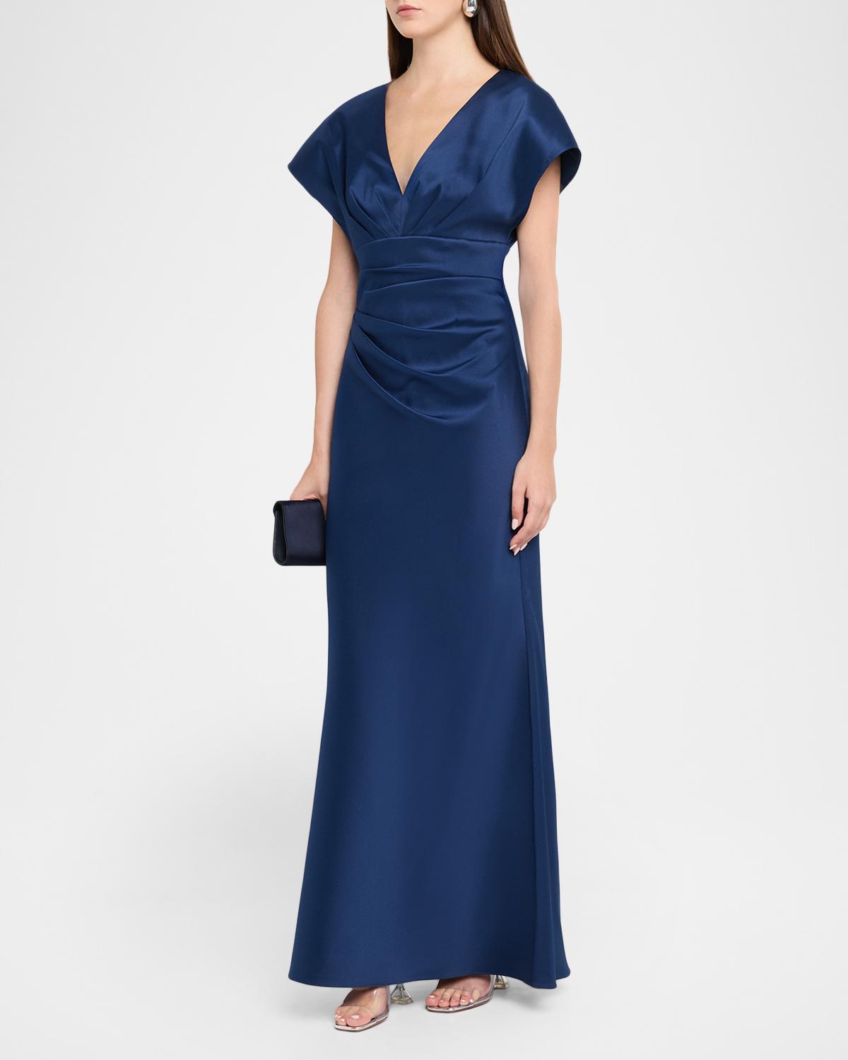 Pleated Stretch Mikado Mermaid Gown - thumbnail 4