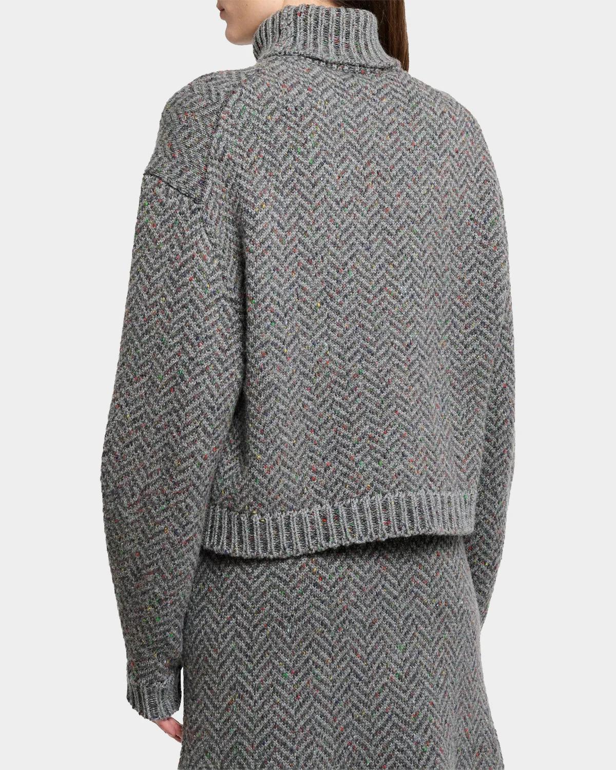 Courtney Cashmere Herringbone Turtleneck Sweater - thumbnail 3