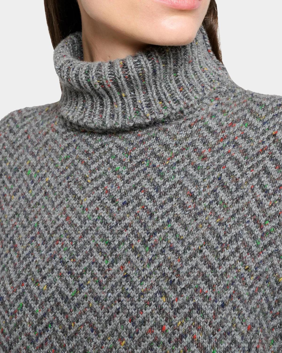 Courtney Cashmere Herringbone Turtleneck Sweater - thumbnail 5