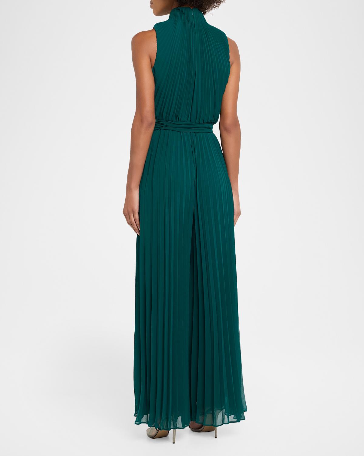 Wide-Leg Pleated Georgette Jumpsuit - thumbnail 3