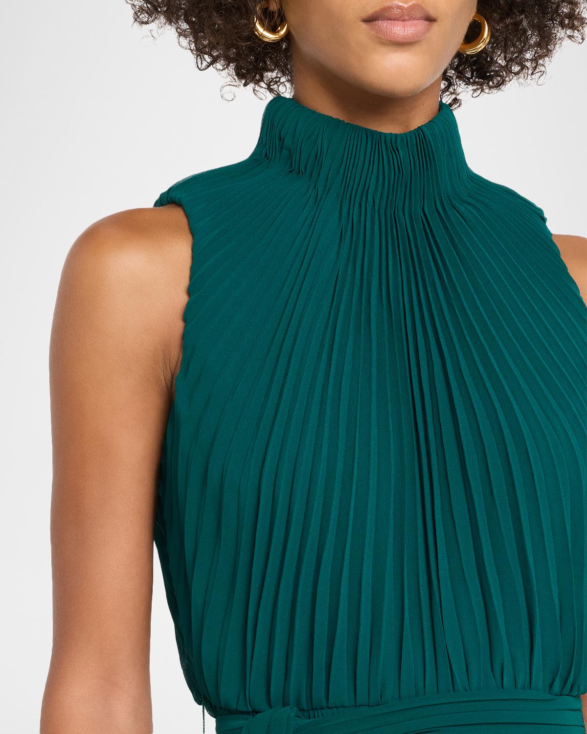 Wide-Leg Pleated Georgette Jumpsuit - thumbnail 5