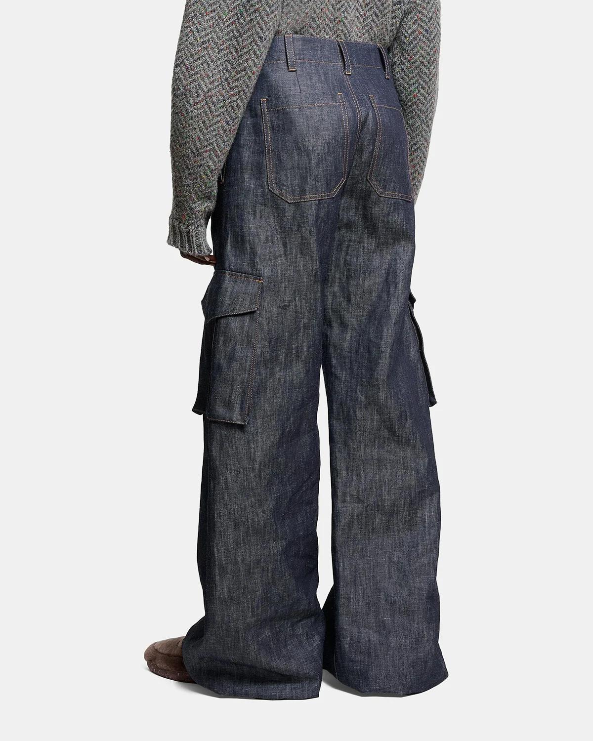 Eos Cotton-Linen Sculptural Flared Cargo Pants - thumbnail 3