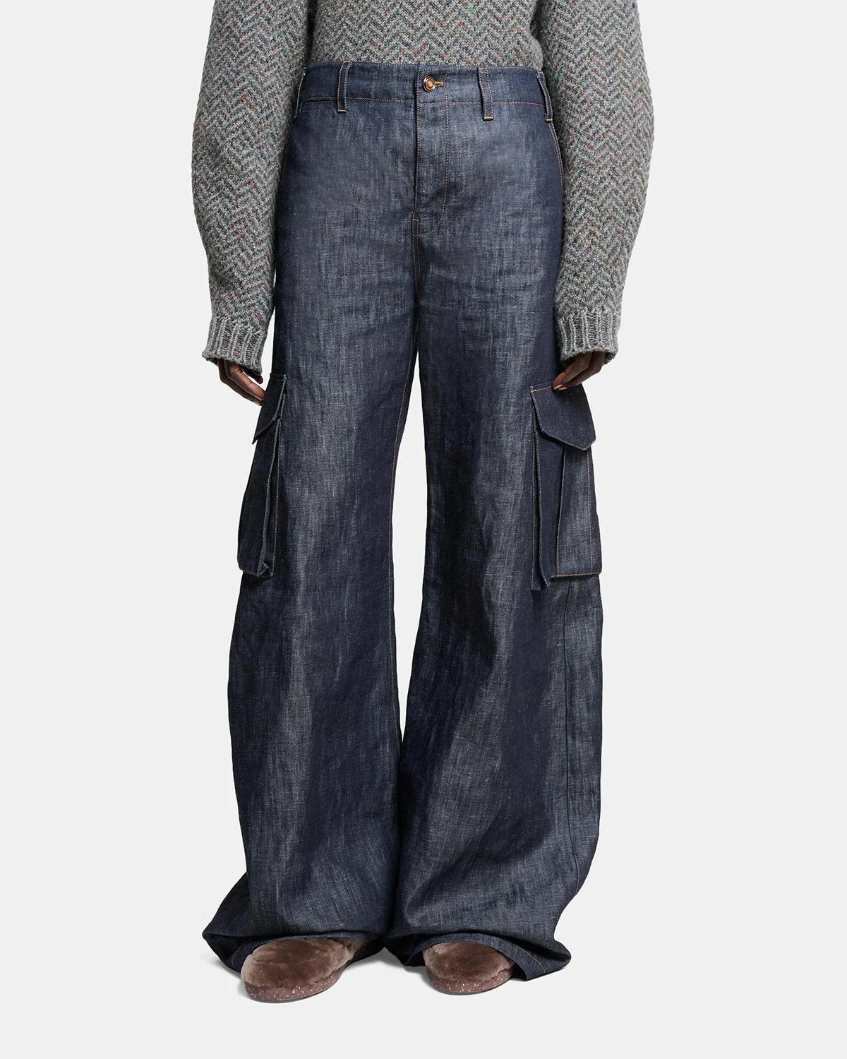 Eos Cotton-Linen Sculptural Flared Cargo Pants - thumbnail 4