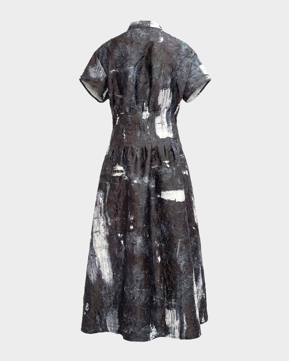 Sculpt Pleated Abstract-Print Maxi Shirtdress - thumbnail 4