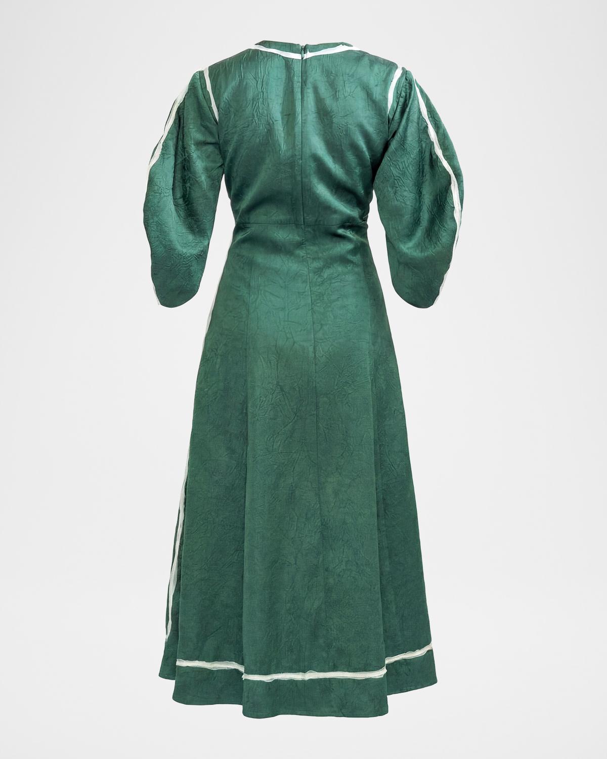 Roselle Embroidered Puff-Sleeve Midi Dress - thumbnail 4