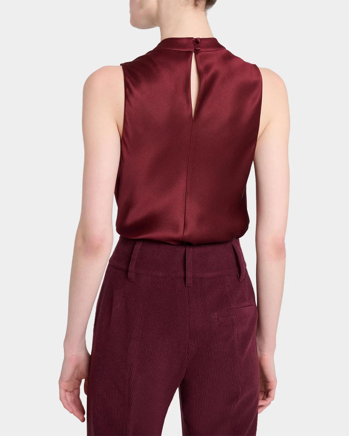 Melina Cowl-Neck Satin Sleeveless Top - thumbnail 3