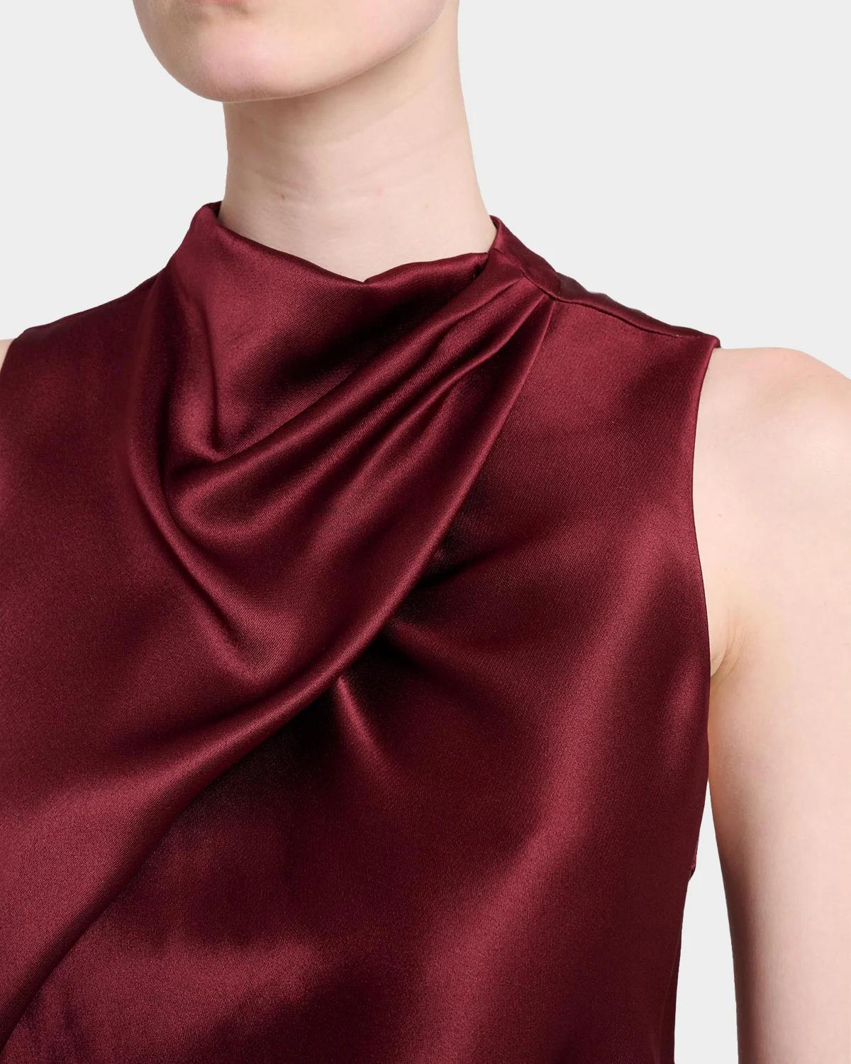 Melina Cowl-Neck Satin Sleeveless Top - thumbnail 5